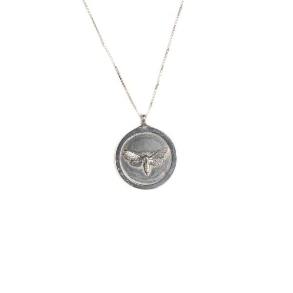 Little Moth Disc - Silver Necklace