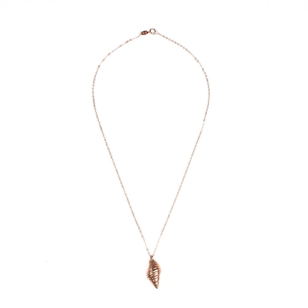 Rose gold plated sterling silver necklace with real conch shell pendant.