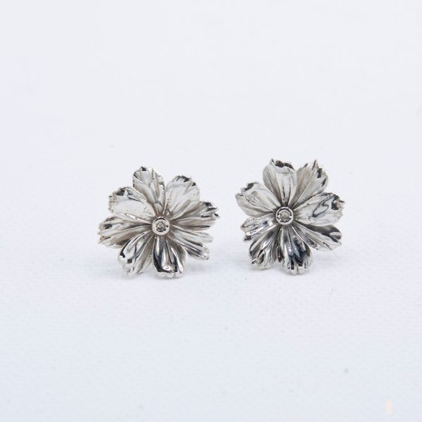 Cosmos Flower, Sterling Silver Earrings